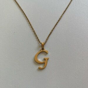 Vintage Gold or Brass Initial 'G' Pendant Necklace